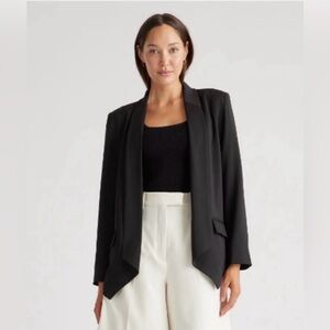 Quince NEW Open Stretch Crepe Blazer Jacket M Black